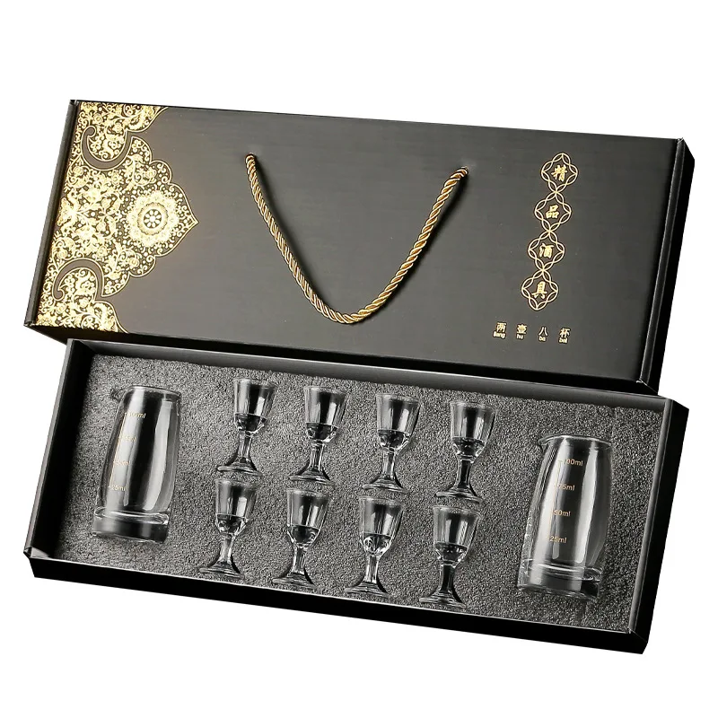 Juego de divisor de vino de cristal, juego de tazas cortas, dispensador de vino de licor, Vodka Brandy, copas de vino chinas, regalo para hombre