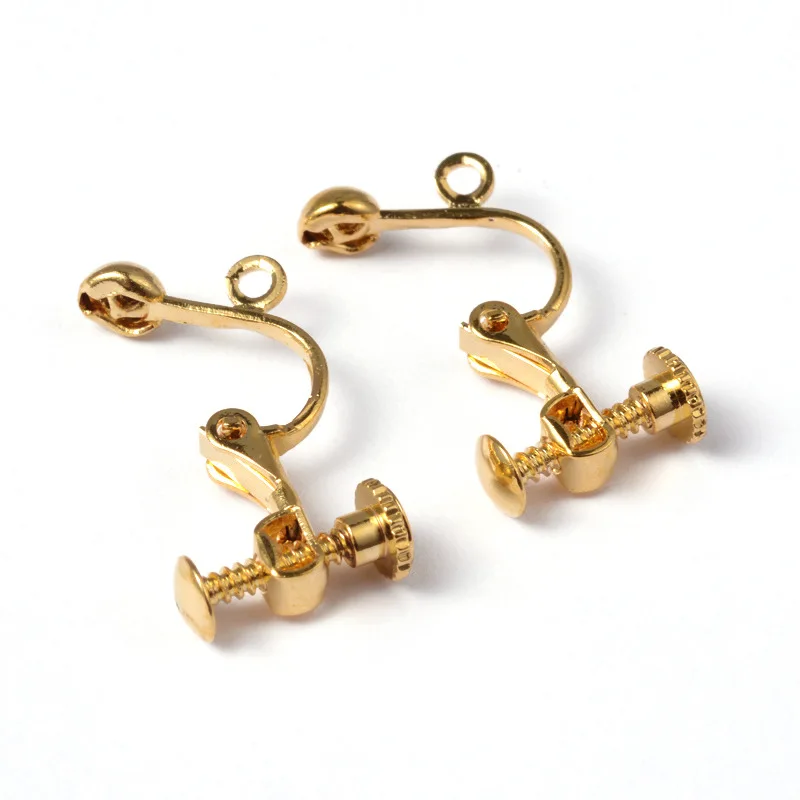 10 Pieces Clip-on Earring Findings Components Screw Back Ear Wire Non Pierced Earring Converter with Loop for Jewelry Making image 4