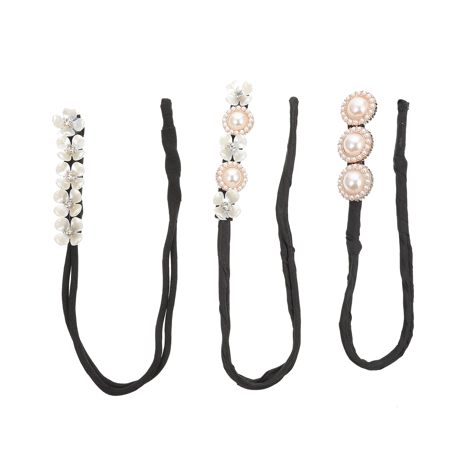 

3Pcs Pearls Hair Bun Curler DIY Updo Shaper Tool for Women Quick Elegant Style for Beach Sports Party Daily Use