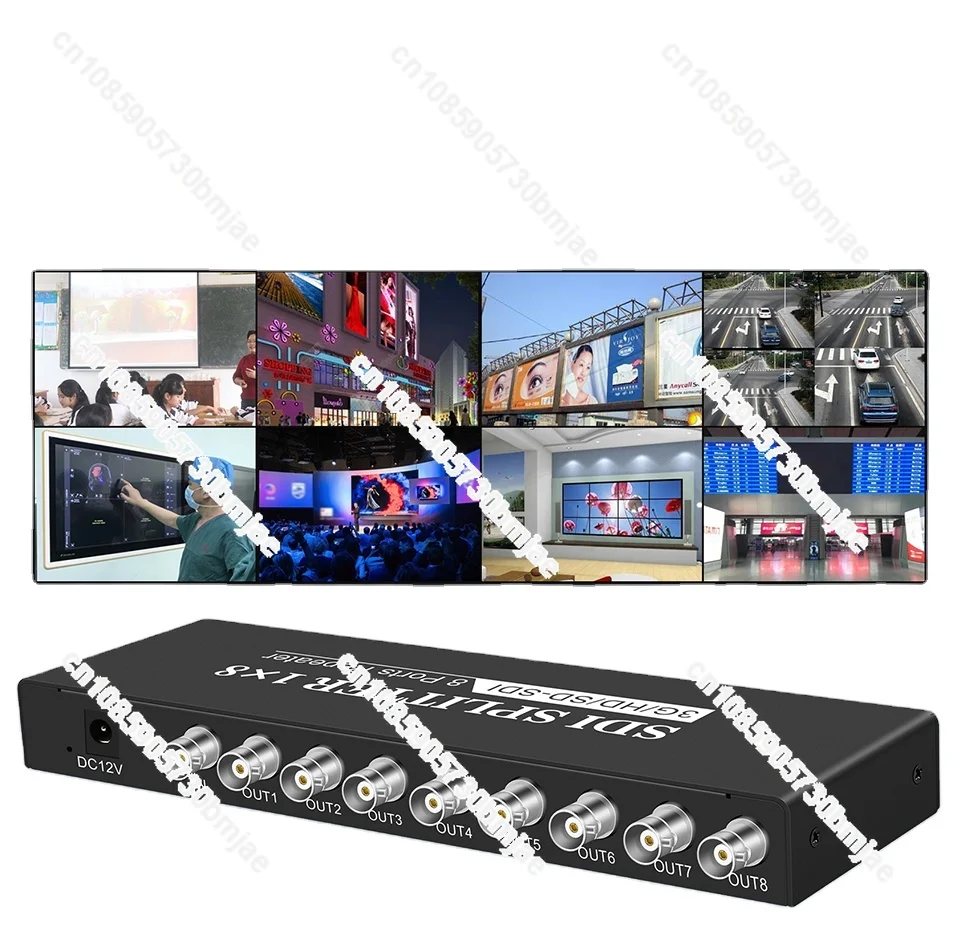 High Quality SDI Splitter 1x8 Multimedia Splitter SDI Extender Adapter Support 1080P TV Video for Projector DVR