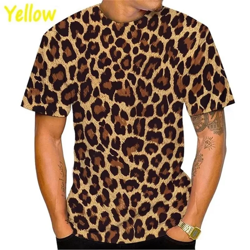 Fashion 3D Printed Leopard Pattern T-shirt Foe Men Round Neck Short Sleeve Men\'s Tee Tops Plus Size Streetwear Men T Shirts