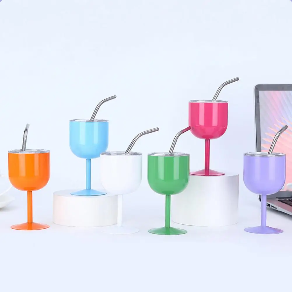 Stainless Steel Juice Cup 4 Oz Stainless Steel Thermal Goblet with Straw Lid Compact Multi-purpose Wine Cup Mini for Cocktails