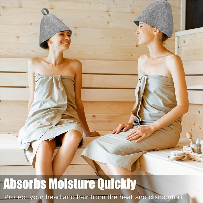 Anti Heat Sauna Hat Thicken Wool Felt Shower Cap Hair Turban Quickly Towel Drying Towel Hats For Sauna Bathroom Easy To Use Grey