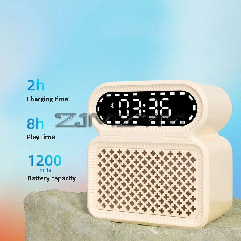 Multifunctional Digital Alarm Clock, Bluetooth Speaker, Wireless LED Small Speaker, Supporting USB Flash Drive/TF Card/AUX