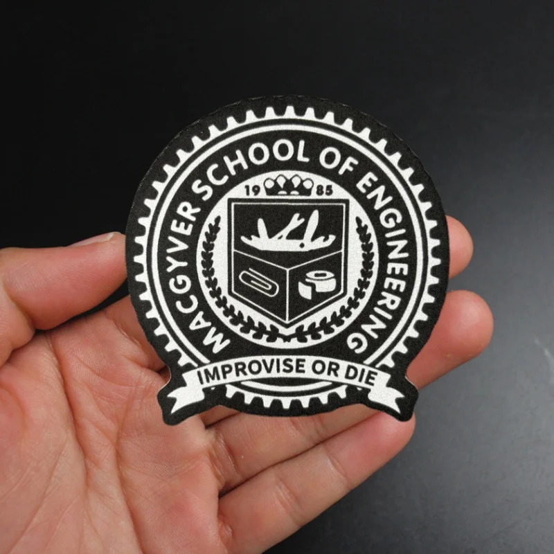 Macgyver escola de engenharia remendo tático moral crachá impressão braçadeira gancho loop remendos militares mochila adesivo