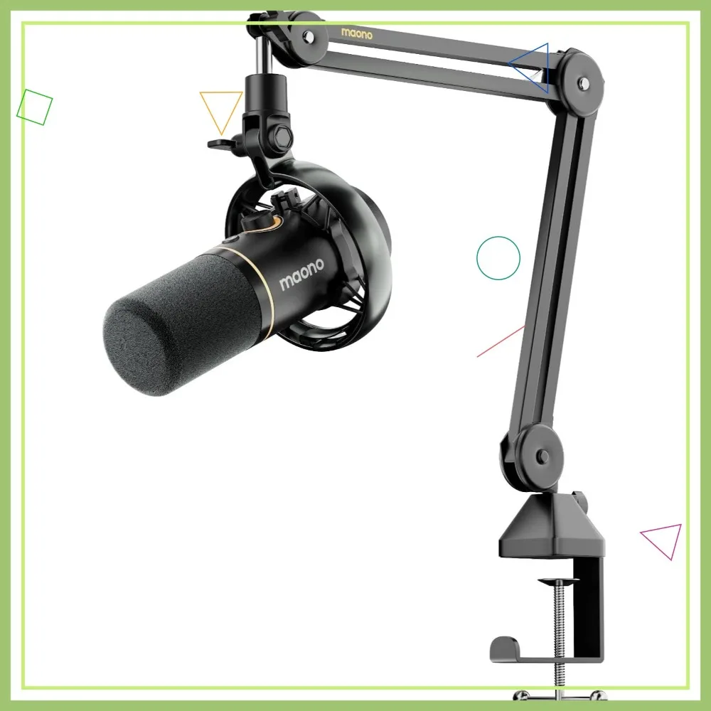 Hybrid Wireless USB XLR Dynamic Microphone Kit for PC, Podcast, Streaming, Recording with Boom Arm, Noise Cancellation