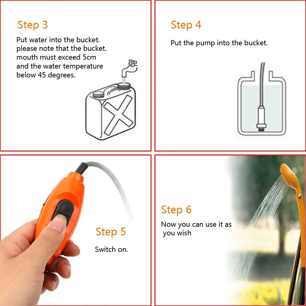 Cleaning Tool Portable Car Shower DC 12V Car Washer Outdoor Camping Travel  Shower with Cigarette Lighter Car Washing Accessories