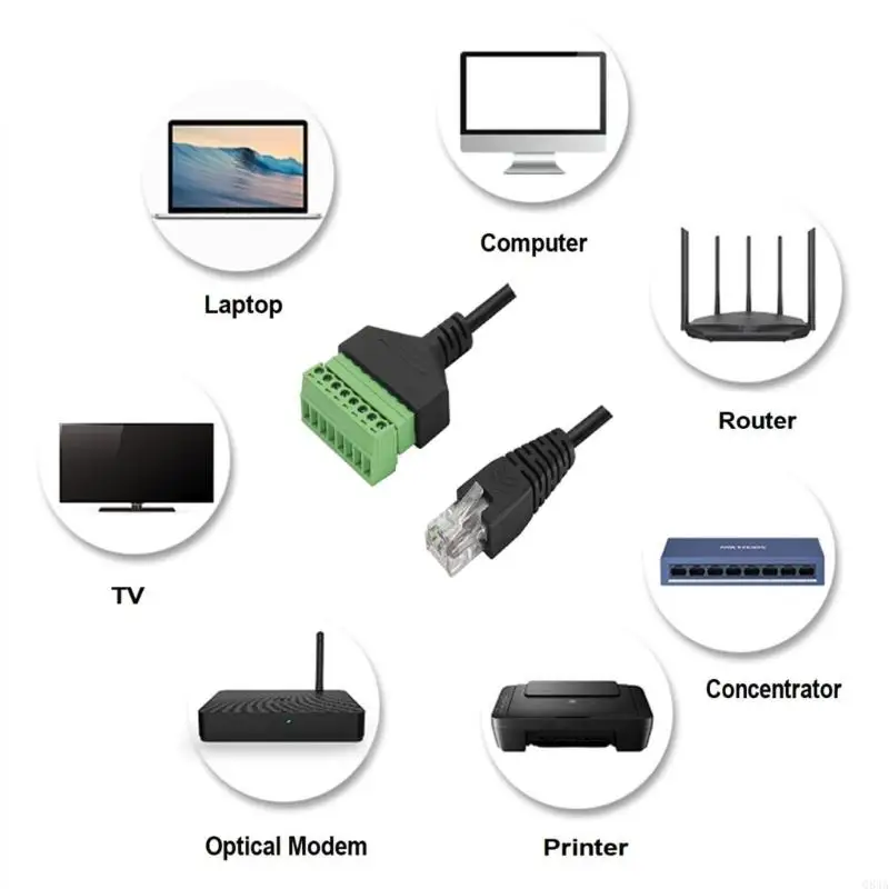 Q84A Сетевой удлинительное кабель с RJ45 -мужчинами и женскими разъемами и 8PIN терминалами для стабильных подключений