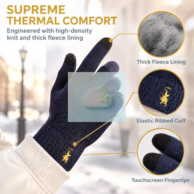 Wool Glove Lined - Autumn Winter Acrylic Knitted Touch Screen