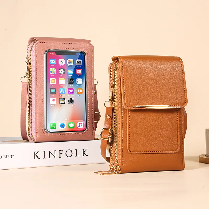 Nuevo Bolso de Moda con Pantalla Táctil y Bloqueo para Teléfono Celular para Mujer, Porta Tarjetas, Bolso Bandolera, Cartera, Porta Tarjetas Femenino