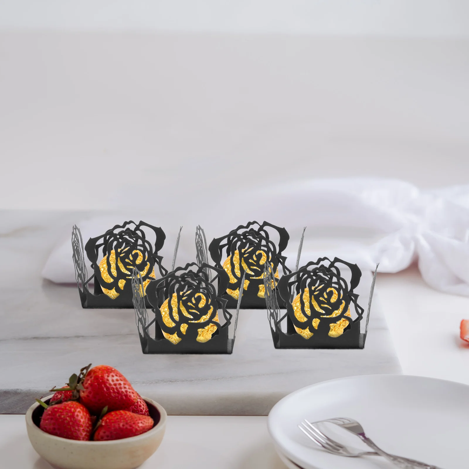 

50Pcs Chocolate Cups Hollow Lace Pattern Paper Wrappers Truffle Holders Candy Packaging Tray for Wedding Party