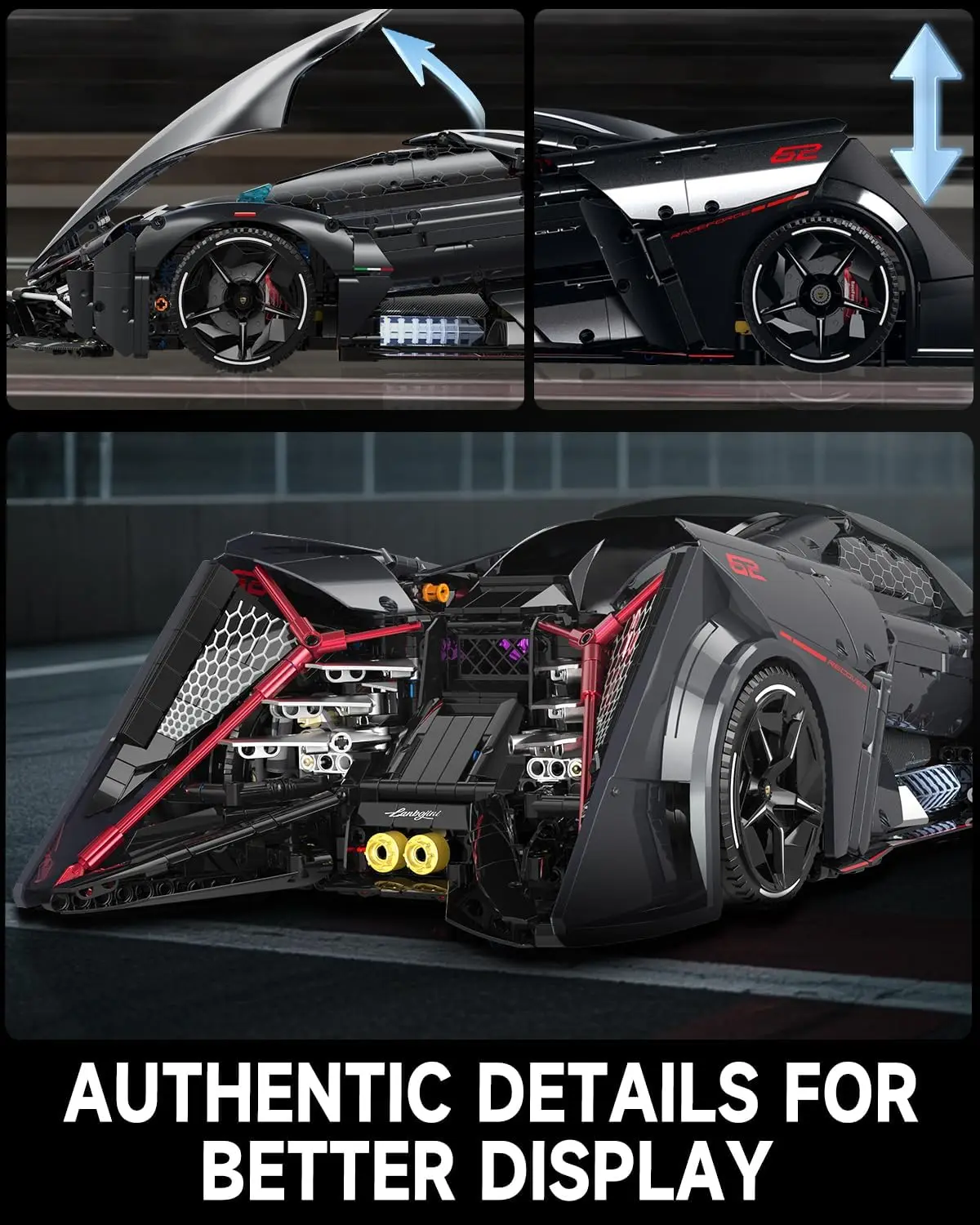 1:8 Sport Building Supercar Set for Adults, Model Kit for Adults to Build, Collectible Car Building Kits, Supercar with Authenti