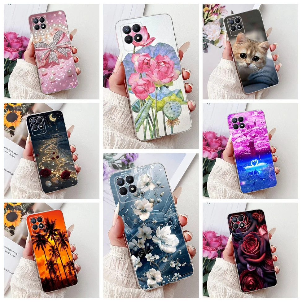 Прозрачный чехол для Realme 8i, чехол RMX3151, роскошный чехол с бабочкой и цветами любви, крутой окрашенный чехол для телефона Realme Narzo 50 RMX 3286, чехол