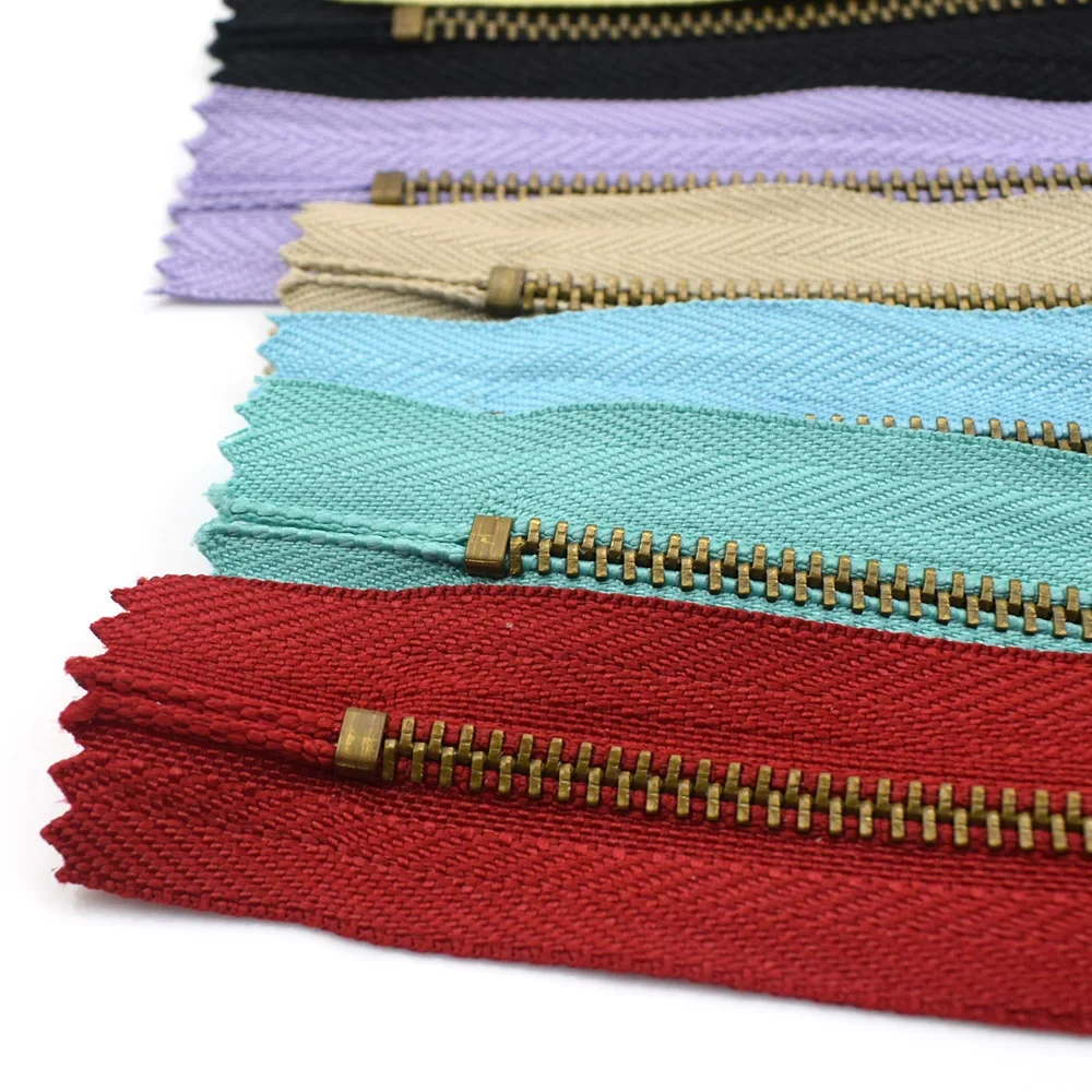 10PCS 20CM 15CM 3# Close-end Zip Bronze Metal Zippers for Bags DIY Sewing Bags Jeans Shoes Clothing Tailor Craft Acessories