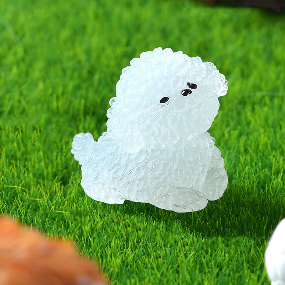 

8 Pcs Statues Glow-in-the-dark Puppy Ornaments Mini Dog Figurines Tiny Moss Landscape Decor
