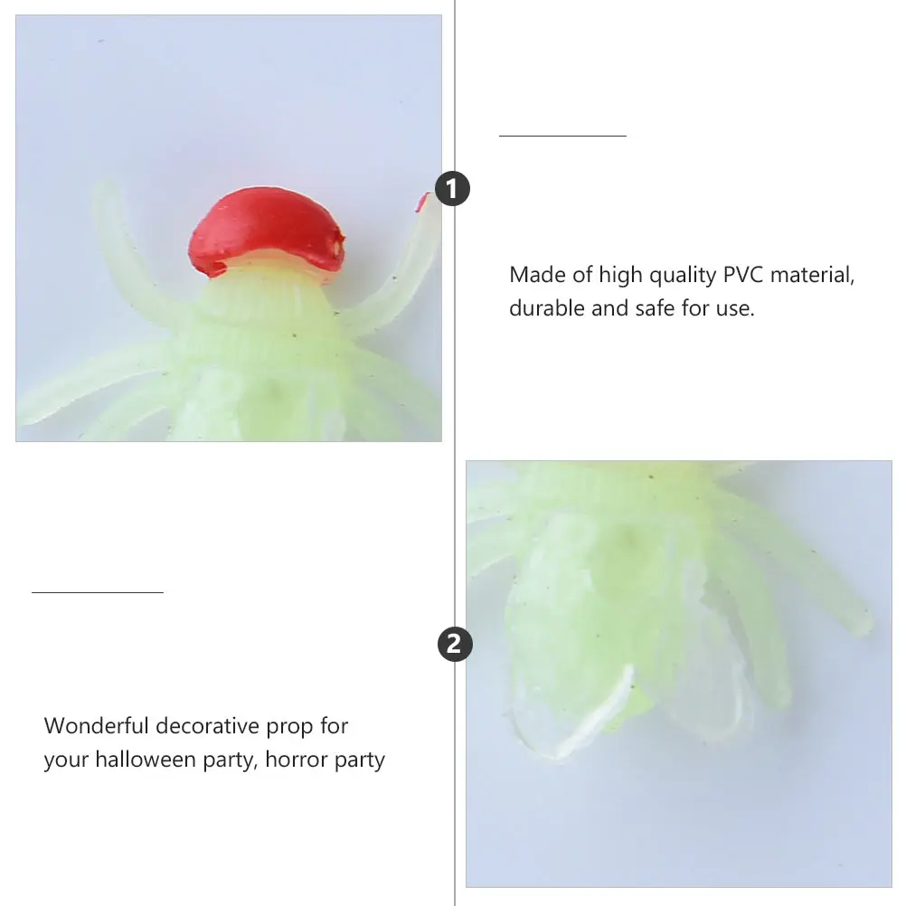 

100Pcs Artificial Plastic Flies PVC Prank Props Halloween Party Luminous Flies Festival Scary Decorative