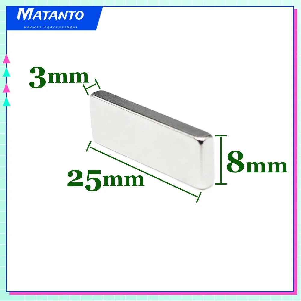 

25x8x3 Thin Quadrate Strong Powerful Magnets N35 Block Rare Earth Neodymium Magnet 25x8x3mm 25x8x3