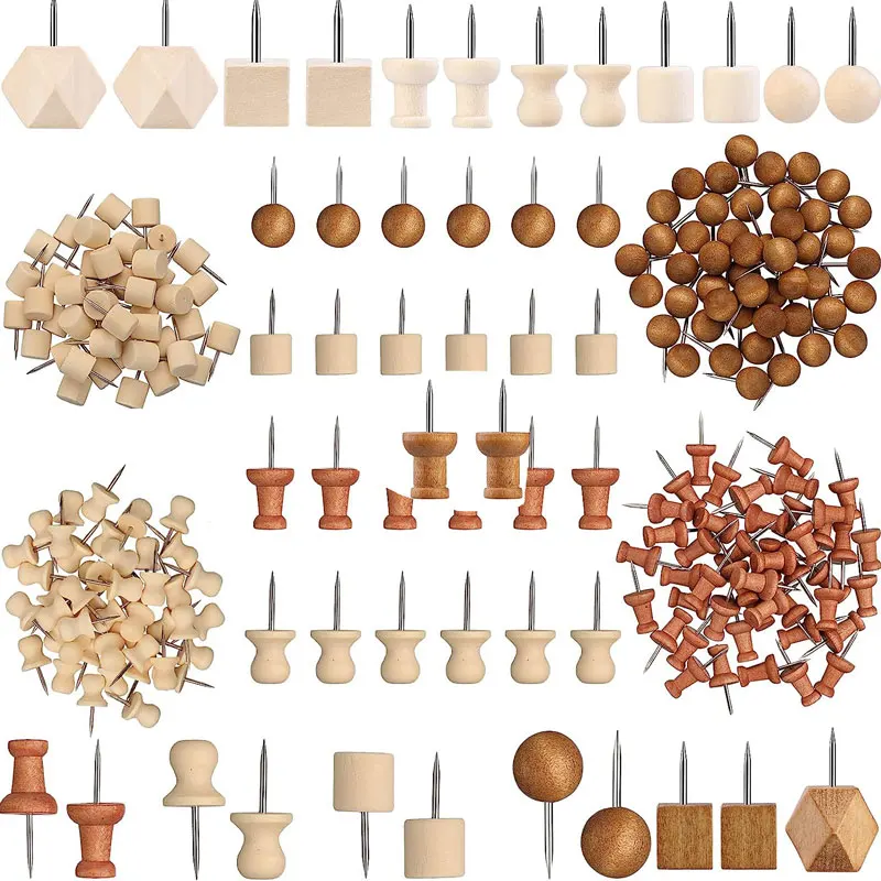 20-50 pz legno Push Pin Decor Thumb puntine testa di legno Pin mappa di legno puntine di marcatura Pin per tavole di sughero Bulletin progetti artigianali fai da te