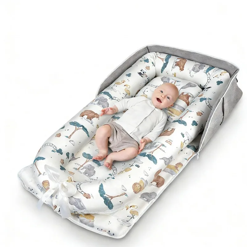 

Новая портативная детская кроватка-манеж 2026 года: мягкий спальный мешок для малышей, складная кроватка для путешествий