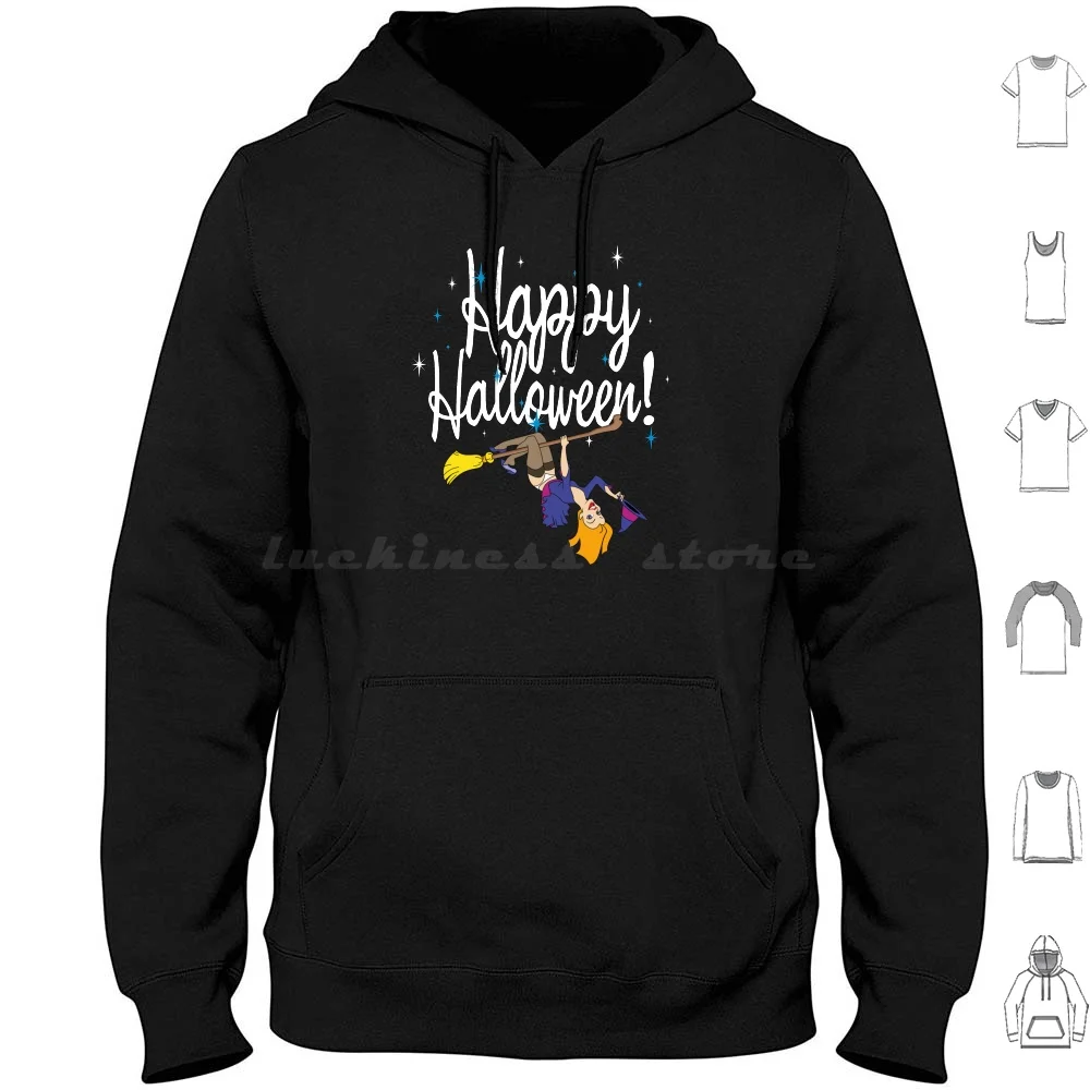

Bewitched 60s Retro Tv Logo Happy Halloween Flirty Hoodie Cotton Long Sleeve Cooliophonic 60s Sixties Retro Tv Classic