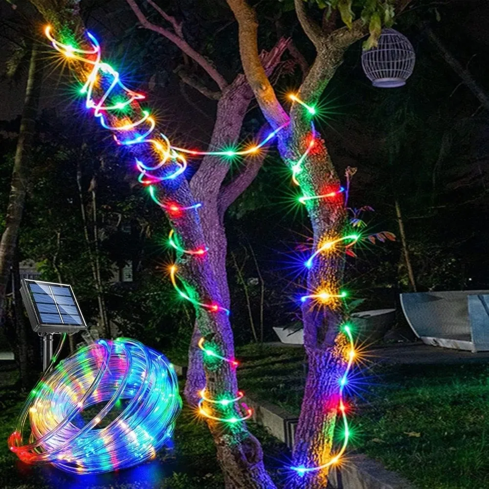 Waterproof Solar String Lights PVC Christmas Decoration LED Strip Lights Solar Powered Flexible Tube Lamp