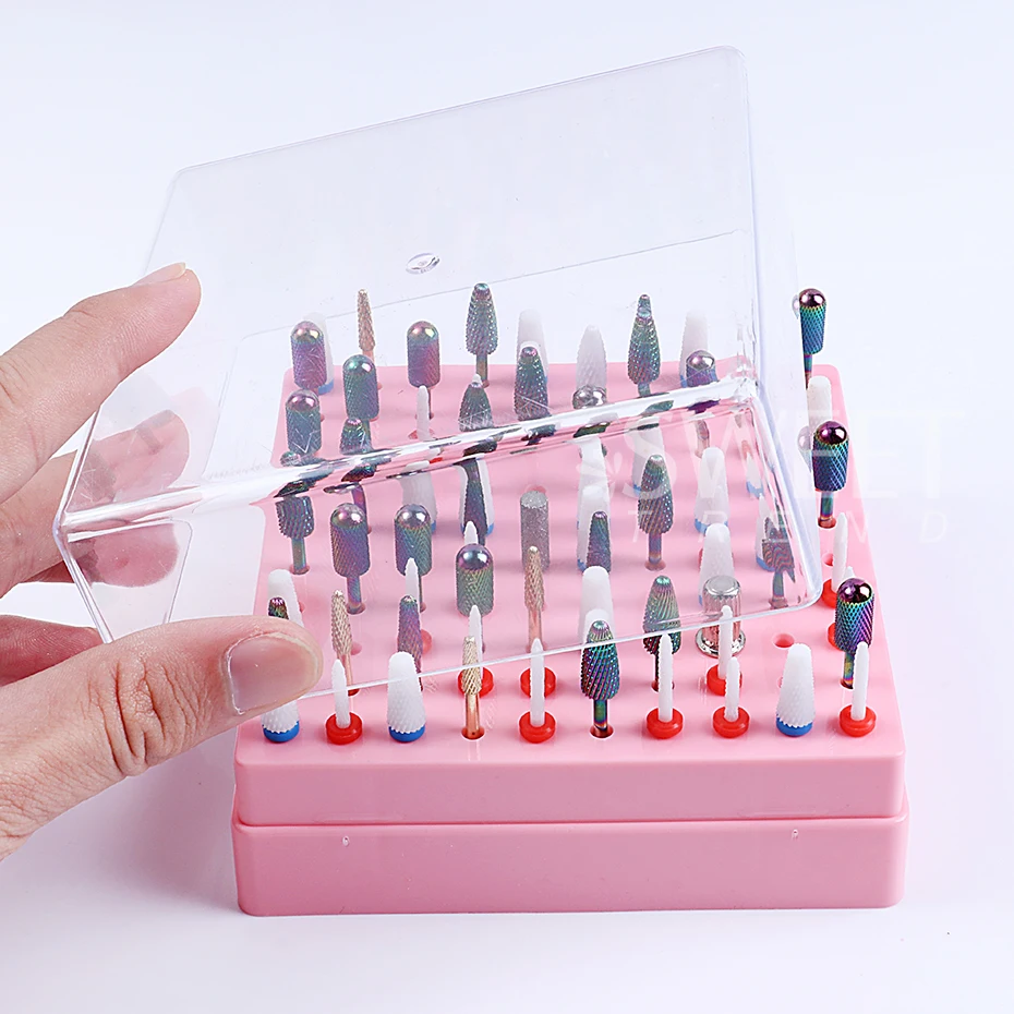 กล่องเก็บอุปกรณ์ทำเล็บ 100 ช่อง สำหรับเก็บหัวเจียรเล็บ หัวขัดเล็บ ที่วางโชว์ อุปกรณ์จัดระเบียบ กล่องใส่อุปกรณ์ทำเล็บ