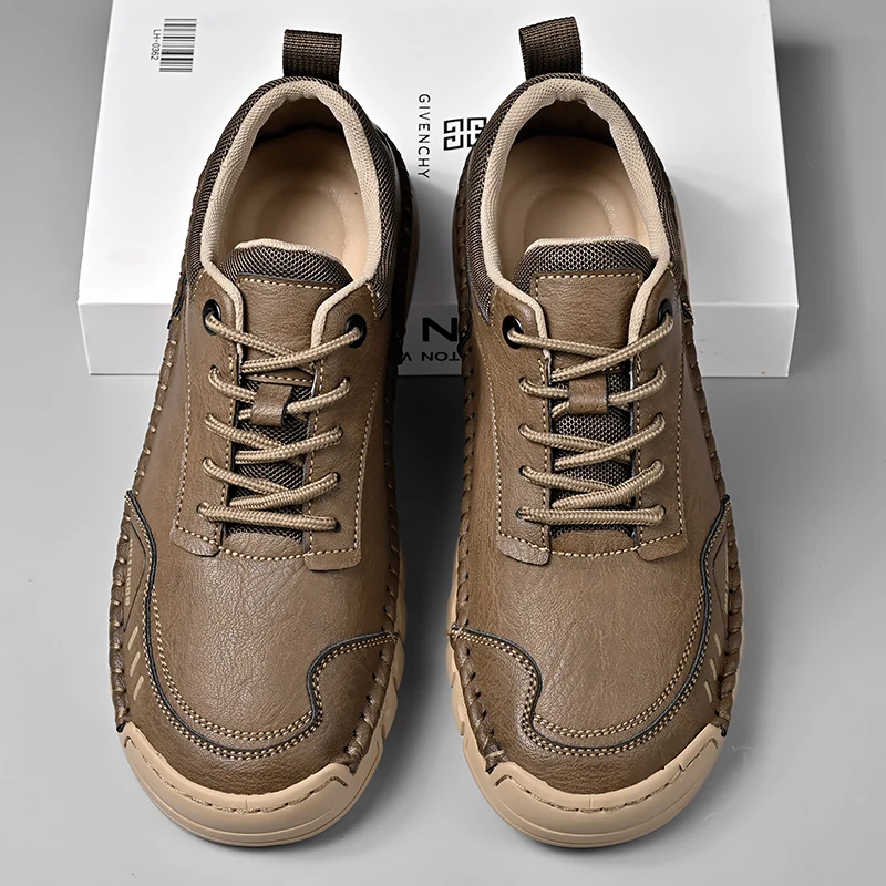 

Кроссовки мужские из натуральной кожи, повседневные, Нескользящие, для бега и офиса, роскошная обувь ручной работы