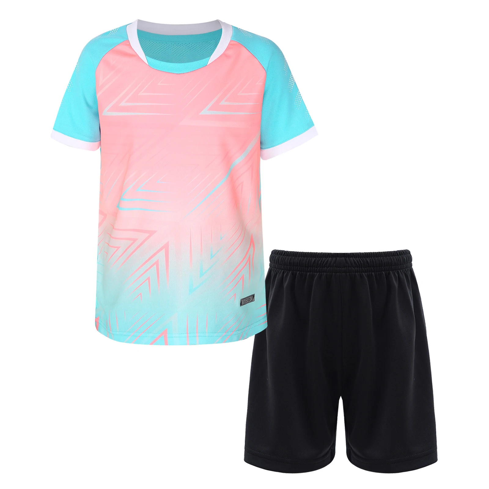 

Kids Boys Sports Suit Football Basketball Clothing Set Summer Short Sleeve Print Breathable T-shirt+Drawstring Shorts #4XS-S