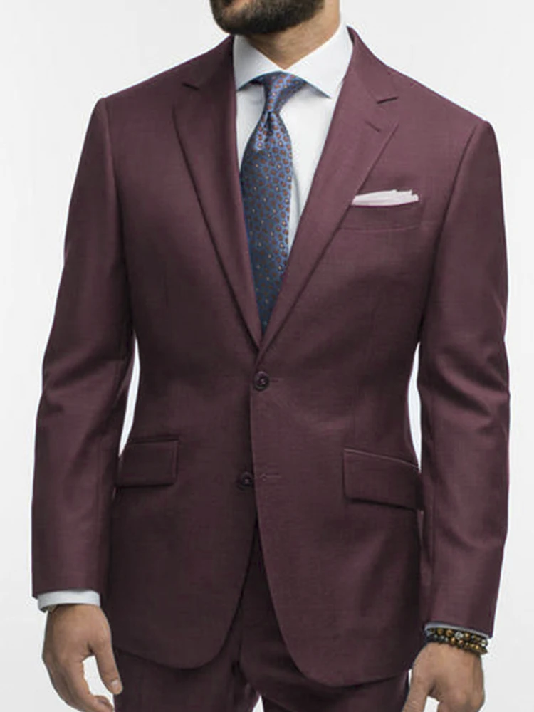 Luxury Burgundy 100% Australian Merino Wool Super 120 Tailor-Made Suits Wedding Suits For Men Custom Made Suit Tuxedo Groom Wear