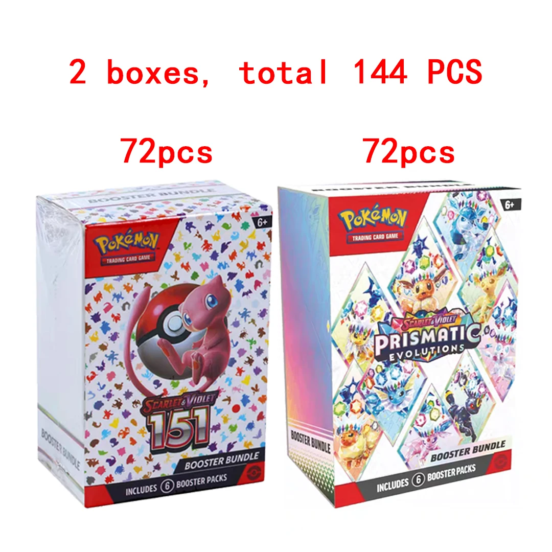 72 Stück Pokemon-Karten Booster-Bundle PTCG CAGE DESTINEDRIVALS Prismatic Evolutions Scarlet Violet 151 Englische Sammelkarten Geschenk