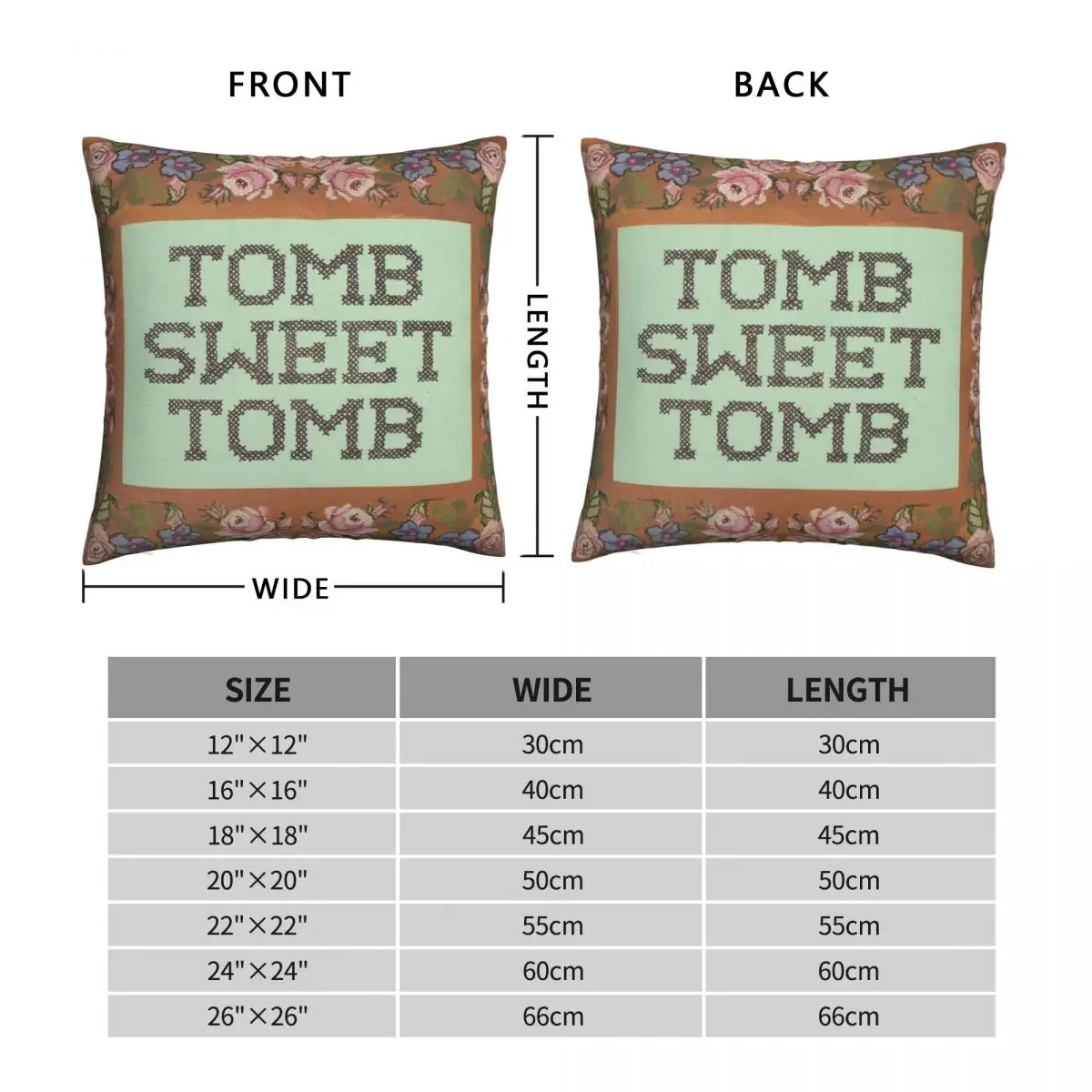 Tomb Sweet Tomb Square Pillowcase Polyester Linen Velvet Creative Zip Decor Throw Pillow Case Bed Cushion Cover
