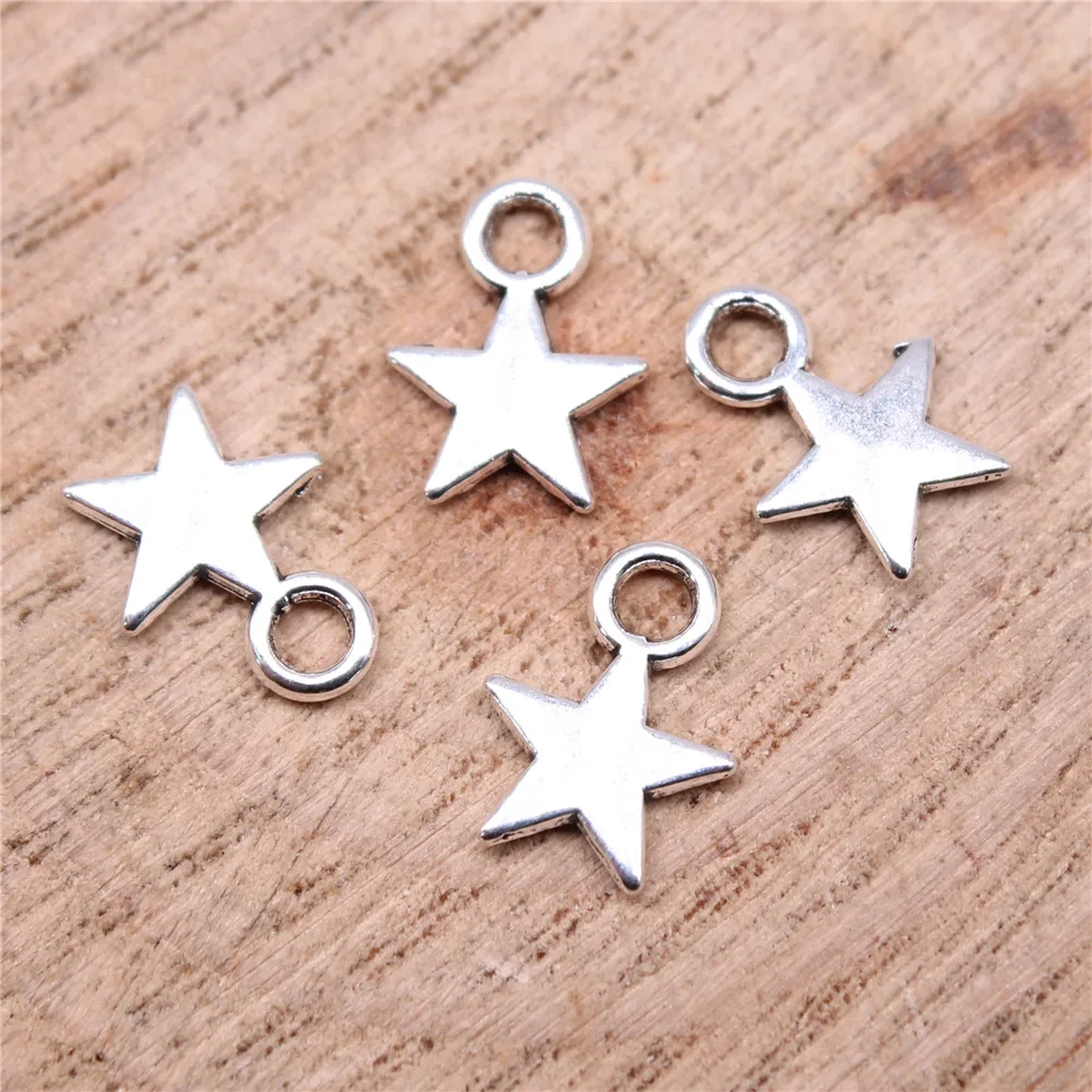 Newest 40Pcs/Lot 11x8mm 0.24g Antique Silver Charm Jewelry Pendants Handmade DIY Sun, Moon And Stars Star Pendant