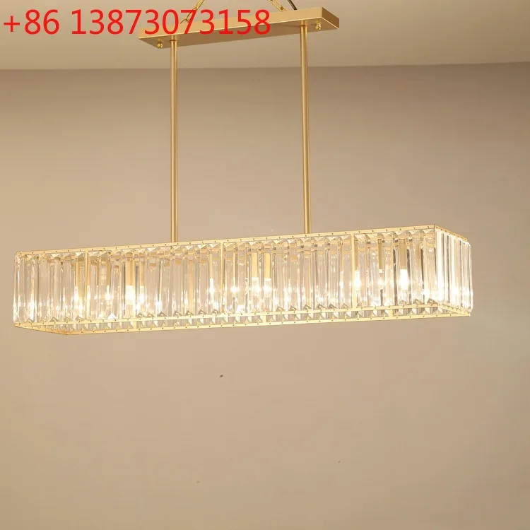

Новая постмодернистская прямоугольная хрустальная люстра, роскошный хрустальный простой современный обеденный стол, барный стол, ресторанный светильник