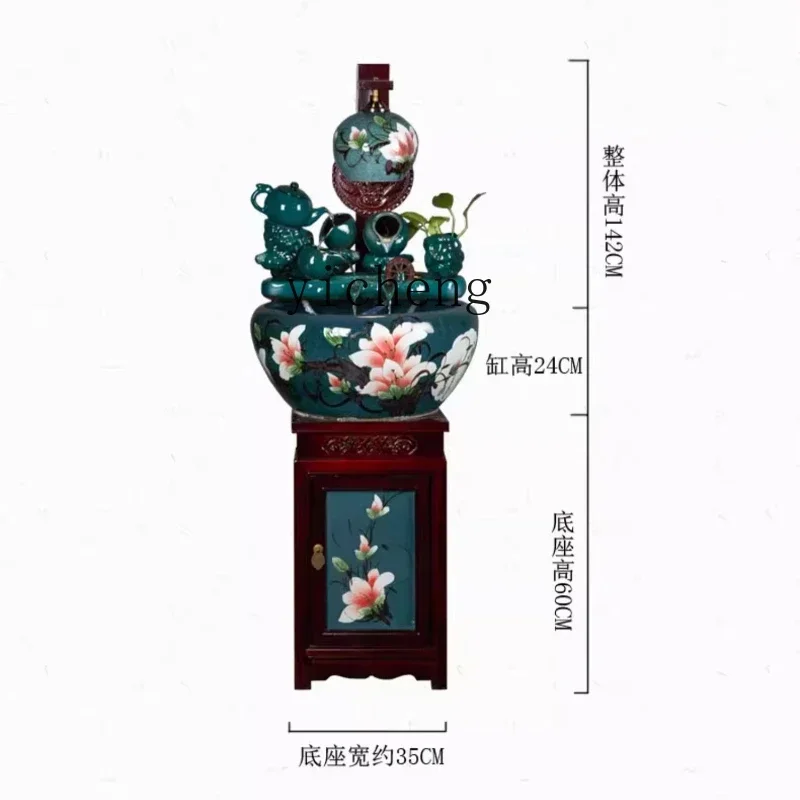i5.15 ceramic cabinet water landscaping fish tank ornament living room office fountain floor-to-ceiling water feature ornament