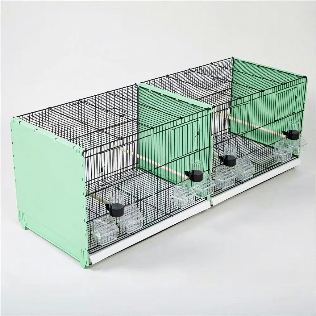 

Stackable wheeled cage, multi-compartment separated aviary