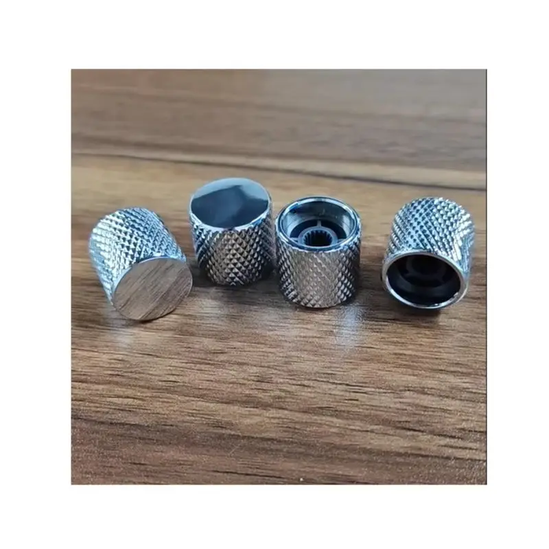 FLEOR 4pcs Metal Guitar Bass Knobs Control Knobs Chrome Flat Top