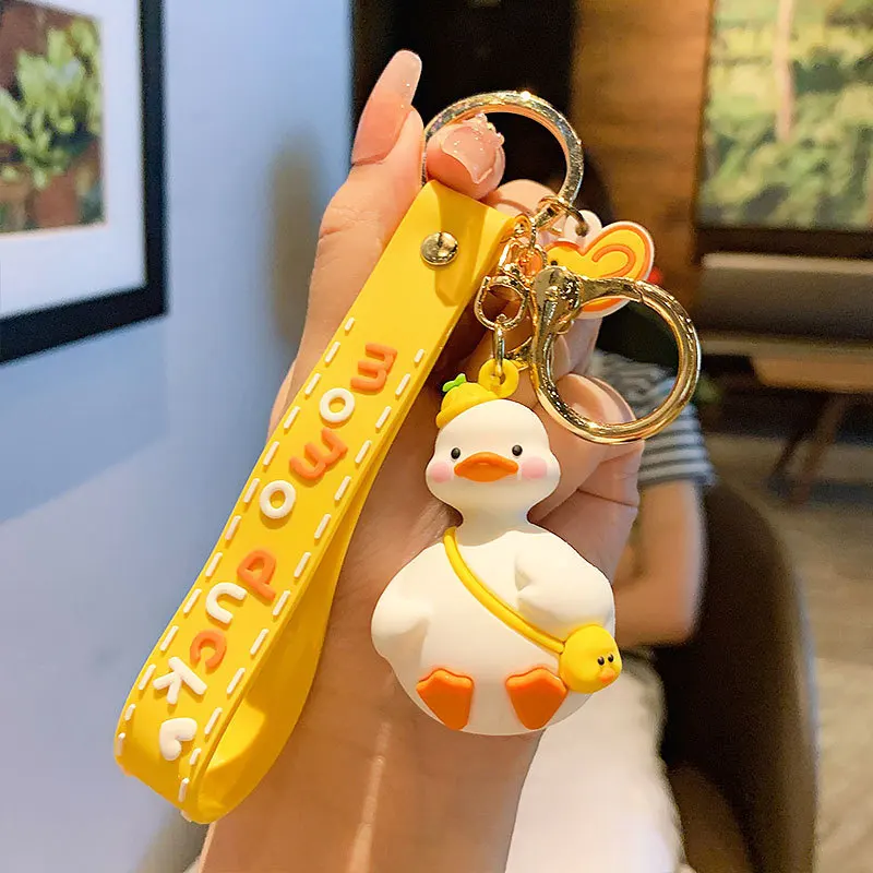 2022 Yellow White Duck Funny Doll Pendant MOMO Duck Bag Accessories Keychain Pendant Car Pendant Gift keyrings
