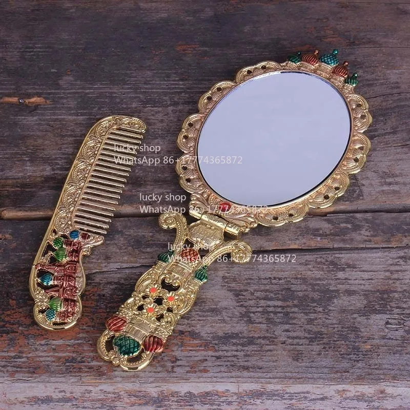 Castle Vanity Mirror Creative Birthday Gift Handle Mirror Beauty Mirror Retro Dictionary