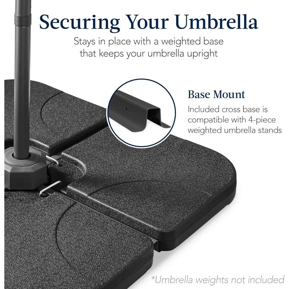 10 قدم 360 ° مظلة فناء كابولي دوارة، مظلة شمسية كبيرة معلقة في الهواء الطلق للفناء الخلفي والسطح، Po #6