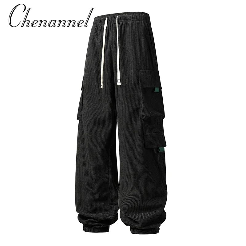 

Trendy Multi Pocket Men's Work Pants, Spring Autumn Japanese Style Casual Cargo Trousers