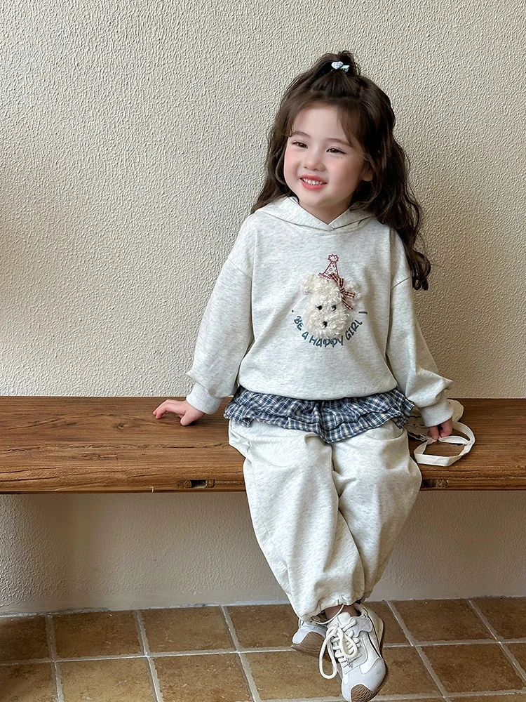 

Girls Autumn Suit2025New children's sports casual sweatshirt two-piece set baby spring and autumn hooded clothing