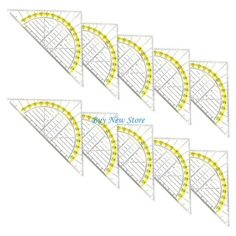 

20CE 10Pcs Geometry Tool Set Square Angle-Measuring Instrument Math Drafting Ruler
