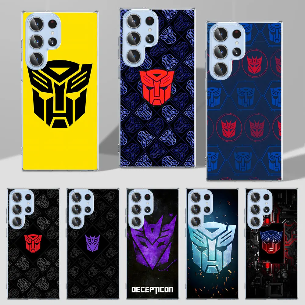 Transformers Logo Case for Samsung Galaxy S23 S22 S20 S21 FE S24 Ultra S9 Plus S10e S8 S10 Lite Soft Transparent TPU Phone Cover