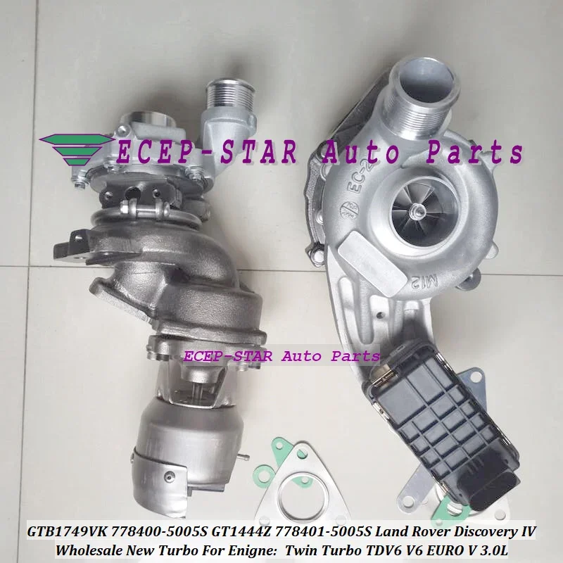 

2pcs Twin Turbo GTB1749VK 778400 778400-5005S LR056369 +GT1444Z 778401 778401-5005S LR063777 For Land Rover Discovery IV TDV6 V6