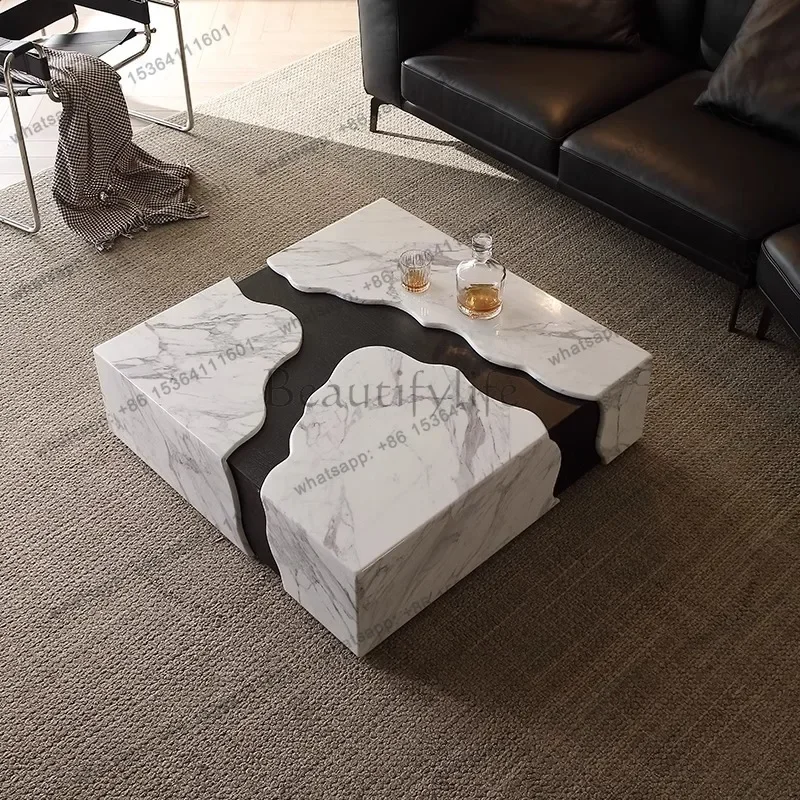 2025 Square Marble Coffee Table, Italian Minimalist Viral Design for Spacious Living Room, Heat & Scratch Resistant, Customize