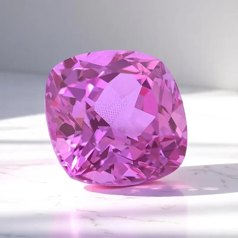 وسادة شكل الوردي اللون مختبر نمت الياقوت مربع الأحجار الكريمة للسحر Diy بها بنفسك صنع المجوهرات أقراط اختيار AGL شهادة #1