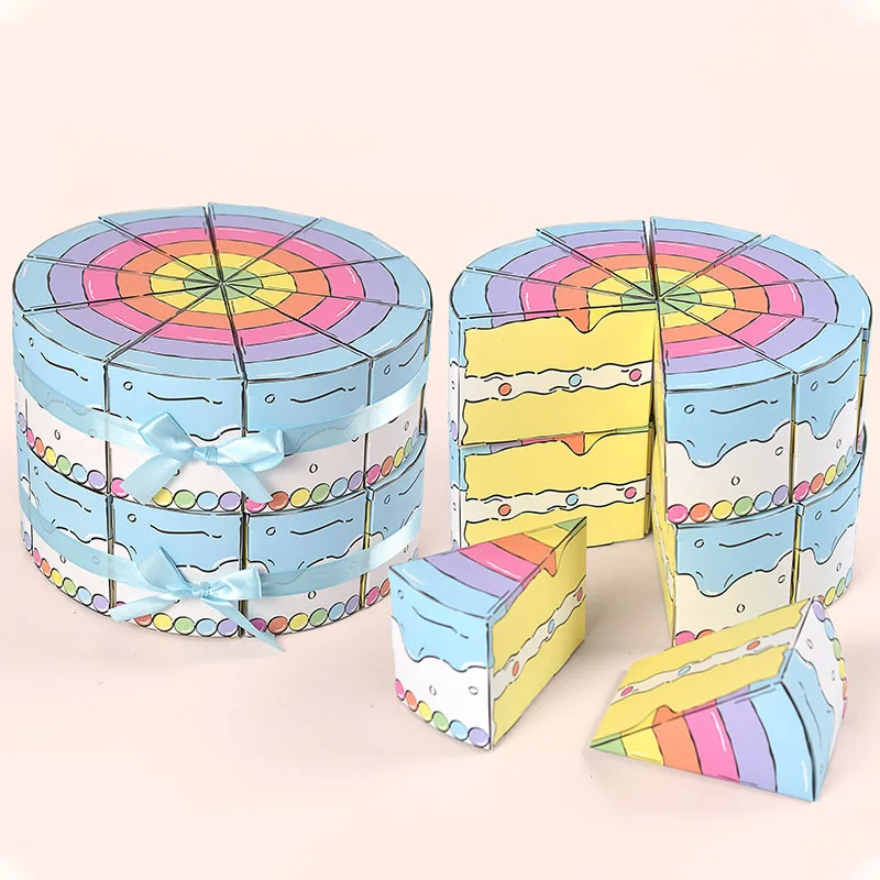 10/20Pcs Dreieckige Kuchen Geformt Papier Geschenk Box Cookie Süßigkeiten Baby Dusche Gefälligkeiten Behandeln Kinder Geburtstag Party Dessert verpackung Boxen – Detail 3
