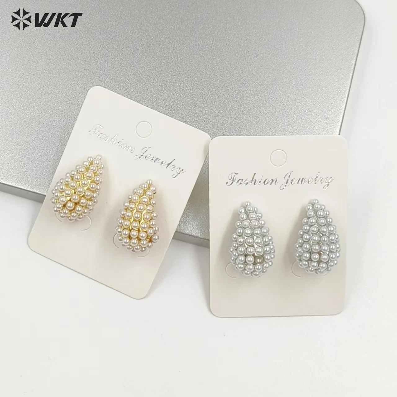 

WT-ME129 Лидер продаж, элегантный дизайн, позолоченная и посеребренная латунь с искусственным жемчугом, серьги в форме капли для свадебного подарка