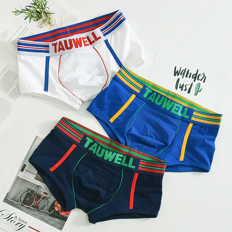 3pcs/lot Tauwell Sports Mesh Men's Underwear Personalized Cotton Sexy Boxer Trendy Youth Breathable Sweat-absorbing