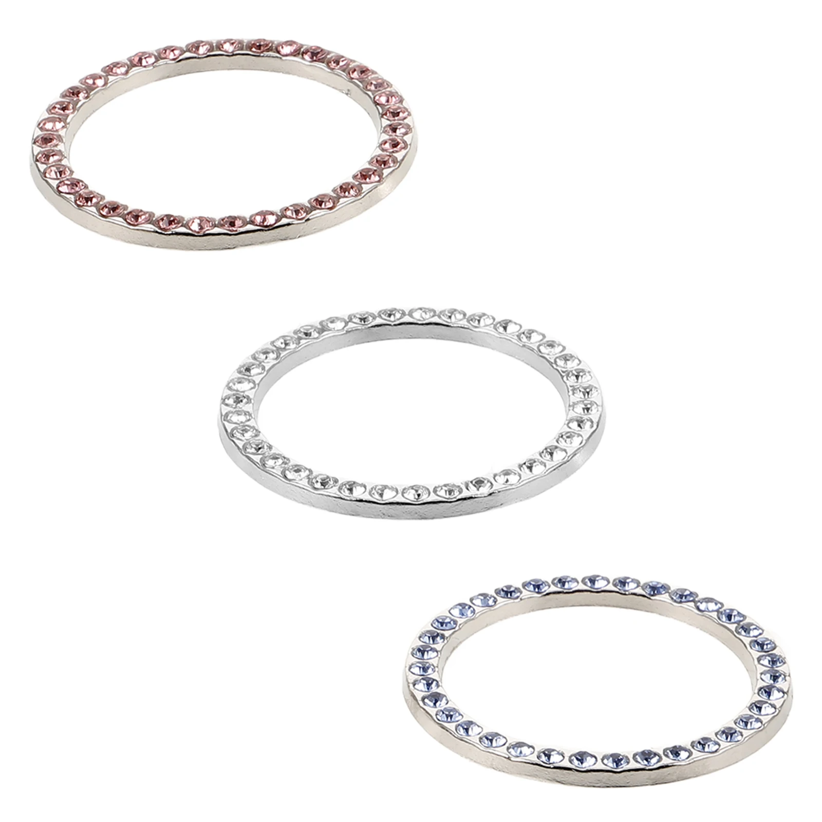 

3pcs Ignition Decoration Rhinestone Push Start Cover Fade Resistant Universal Car Accessories Engine Starter